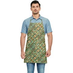Colorful Stylized Botanic Motif Pattern Kitchen Apron