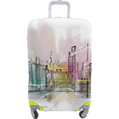Drawing-watercolor-painting-city Luggage Cover (large)