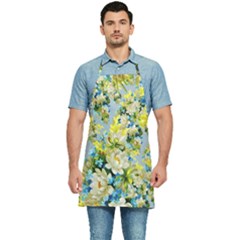 Background-flower White Kitchen Apron