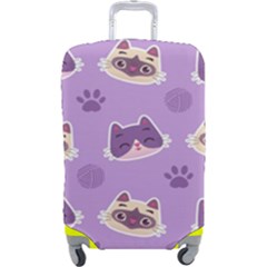 Cute-colorful-cat-kitten-with-paw-yarn-ball-seamless-pattern Luggage Cover (large)
