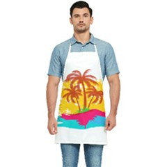 Holiday Tropical Elements Leaf Orange Kitchen Apron