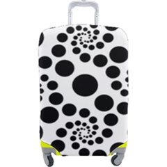 Dot Dots Round Black And White Luggage Cover (large)