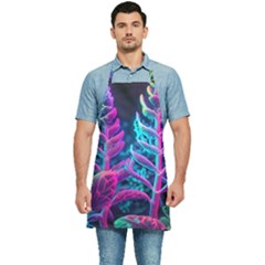 Spring Flower Neon Wallpaper Kitchen Apron