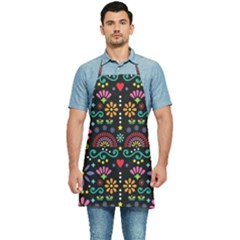 Mexican Folk Art Seamless Pattern Colorful Kitchen Apron