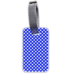Dark Blue And White Polka Dots Pattern, Retro Pin-up Style Theme, Classic Dotted Theme Luggage Tag (two Sides)