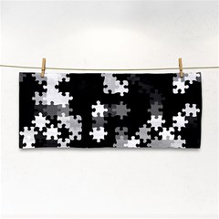 Black And White Jigsaw Puzzle Pattern Hand Towel