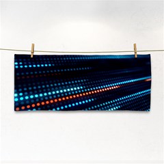 Orange Blue Dot Dots Lines Abstract Digital Art Hand Towel