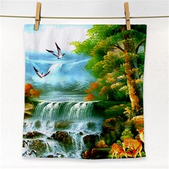 Paradise Forest Painting Bird Deer Waterfalls Face Towel